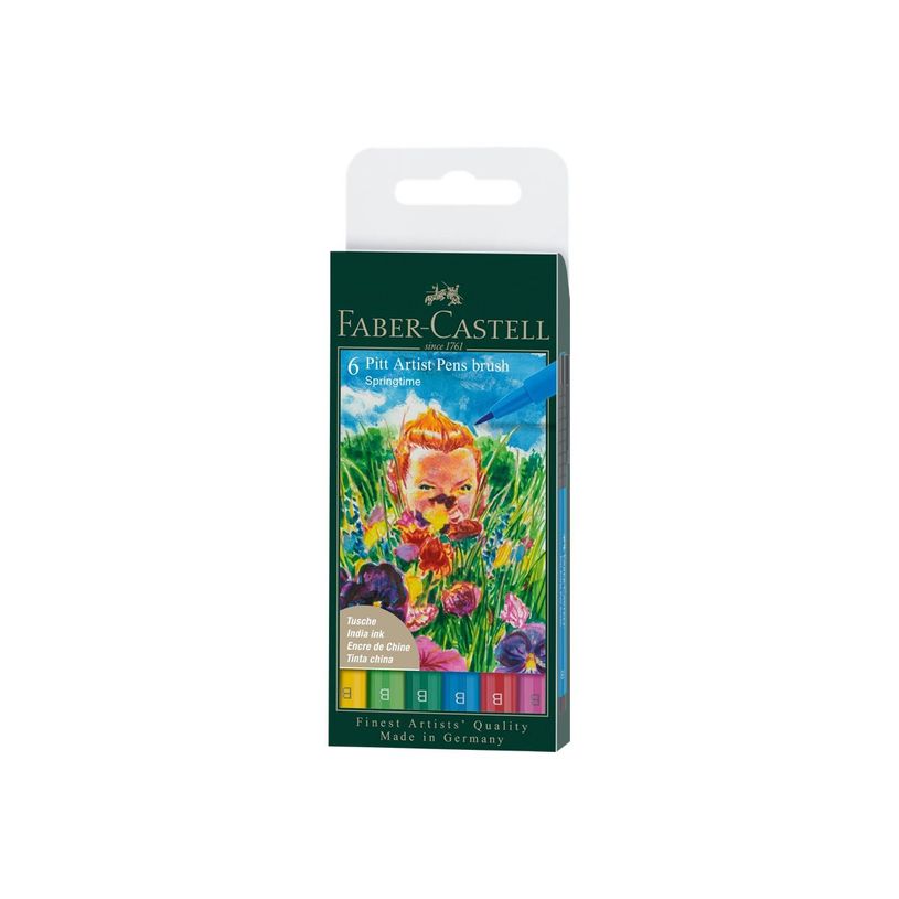 4005401671770-Faber-Castell Pitt Artist Pen Springtime - Etui de 6 feutres pinceaux - permanent - colori-P_405151471_1-0