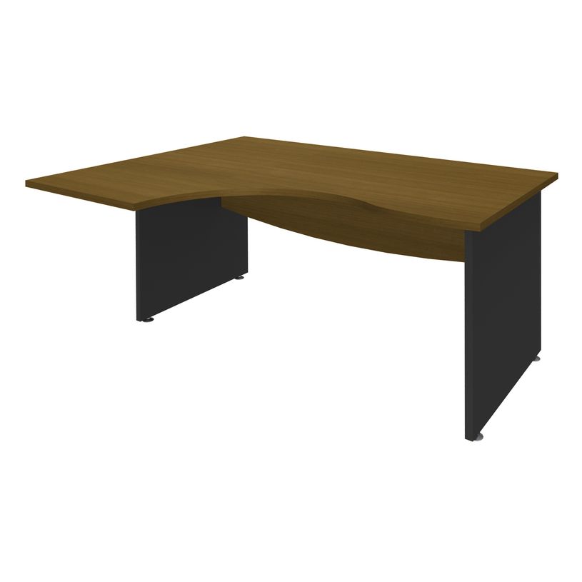 3253310294431-Bureau compact à gauche DUAL - L160 cm - Pieds Anthracite - plateau imitation noyer (Pieds de renfort ou caisson bout de bureau obligat-P_405152143_1-0