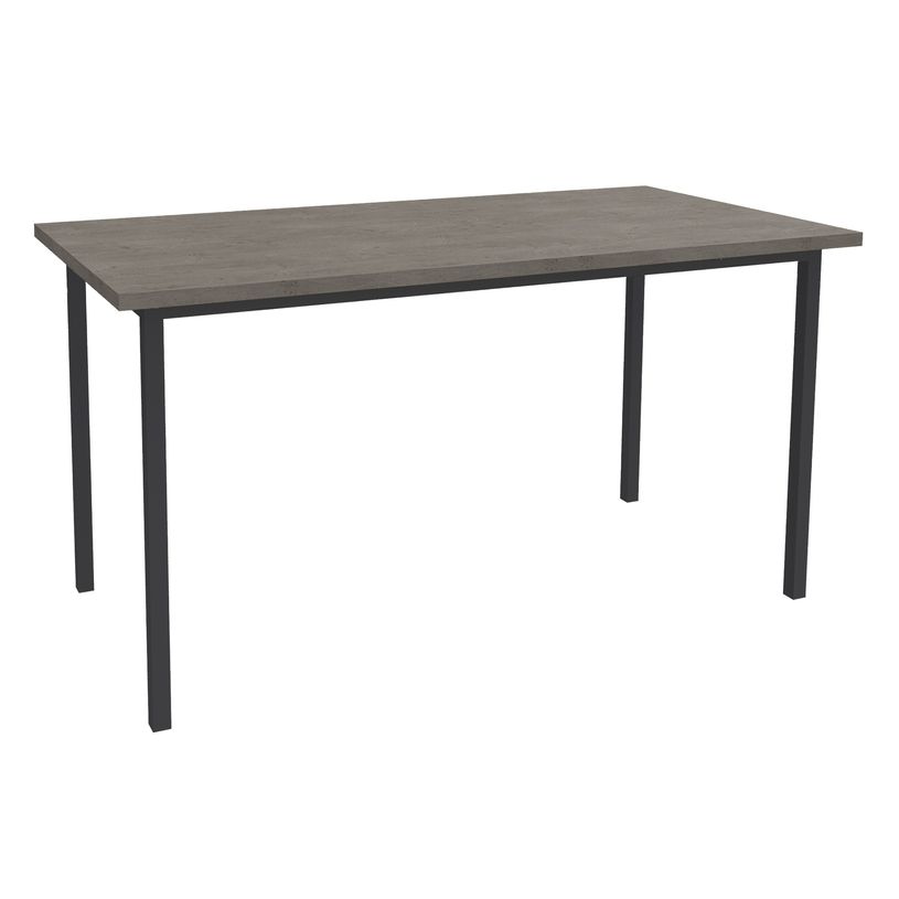 3253310409866-Table de réunion rectangulaire - 120 x 60 cm - Pieds carrés aluminium - imitation chêne-P_405152168_1-0