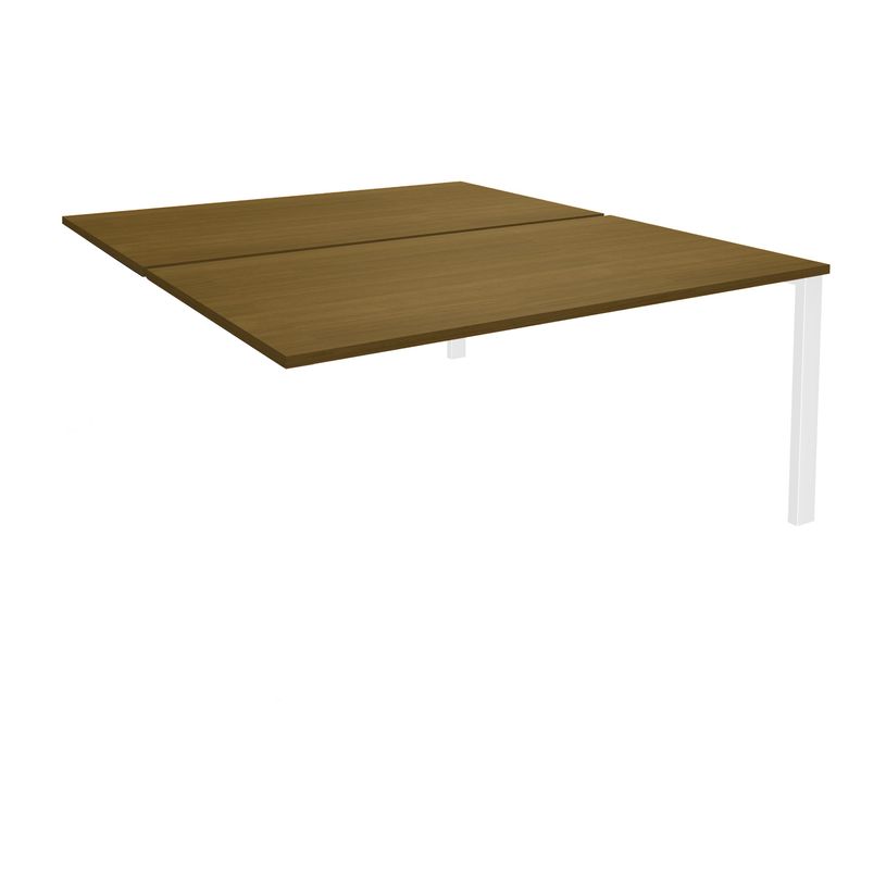 3253310212886-Bureau Bench IRIS - L160 cm - Plan suivant - Pieds blanc - plateau imitation noyer-P_405152198_1-0