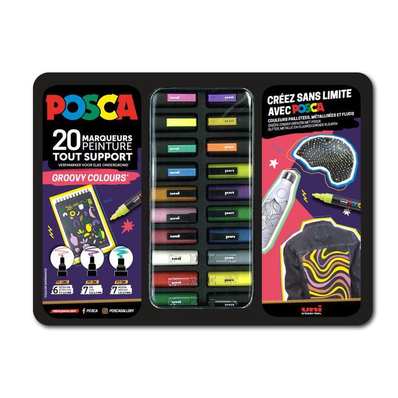 3296280048949-Posca - Pack de 20 marqueurs – pointes et couleurs groovy assorties-P_405155877_1-0