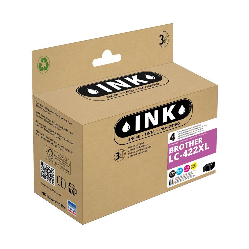 8720282009615-Cartouche compatible Brother LC422XL - pack de 4 - noir, cyan, magenta, jaune - Ink-P_405160698_1-0