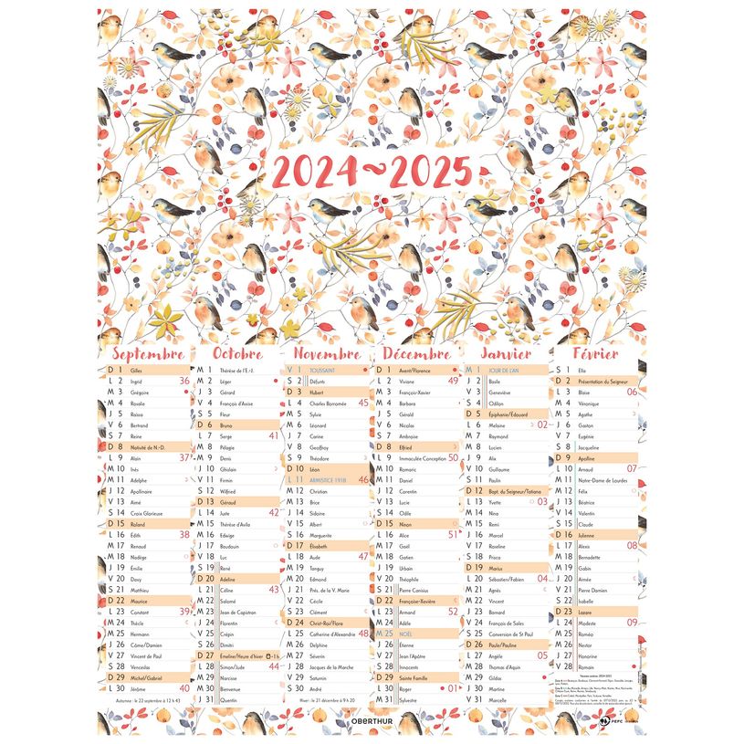 3664447167831-Calendrier Aquarelle - 6 mois par face - 21 x 26,5 cm - Oberthur-P_405161957_1-0