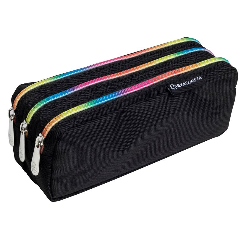 3130630521402-Trousse rectangulaire Rainbow - 3 compartiments - noir - Exacompta-P_405162770_1-0