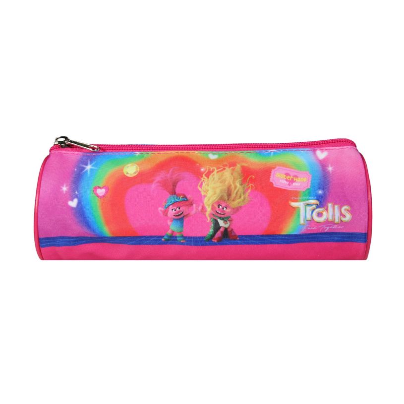 3666311023076-Trousse ronde Les Trolls - 1 compartiment - rose - Bagtrotter-P_405164134_1-0