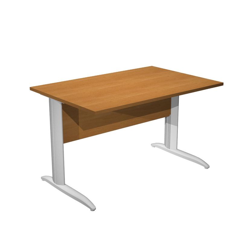 7331920000652-Bureau droit Trend - L120 - Pieds métals - plateau imitation aulne - pied alu-P_405165605_1-0