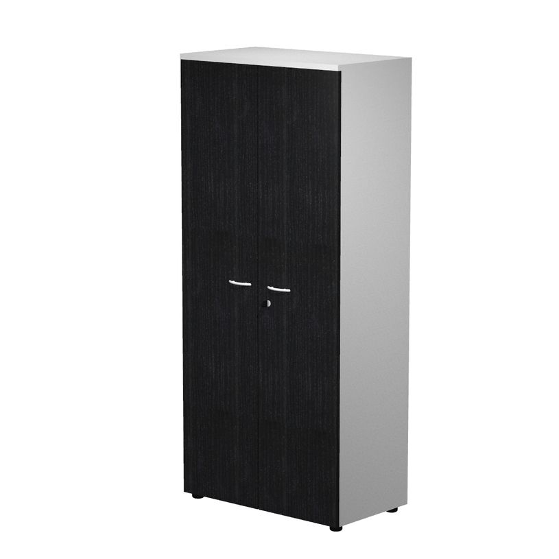 7331920002694-Bibliothèque haute Trend - L80xP44xH180 cm - 2 portes en mélaminé avec serrure - imitat-P_405165879_1-0