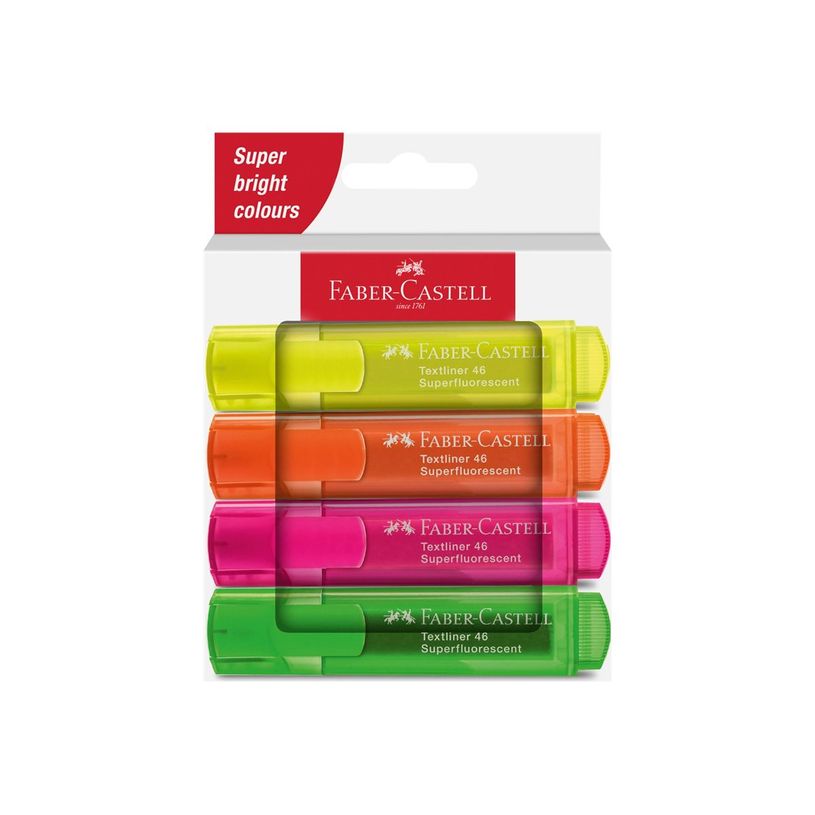 4005402546442-Faber-Castell Superfluorescent - Pack de 4 surligneurs - couleurs néon assorties - encre -P_405184313_1-0