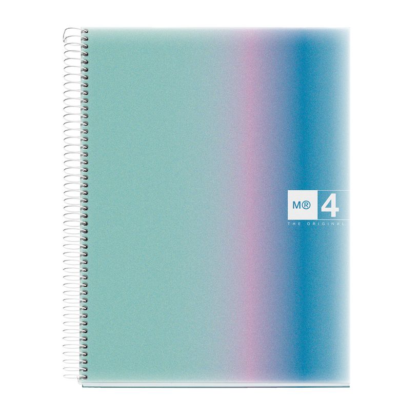 8422593040829-Notebook Aurora, A4, quadrillage 5x5 mm, 120 feuilles de 4 couleurs, Miquelrius, Santorini.--0