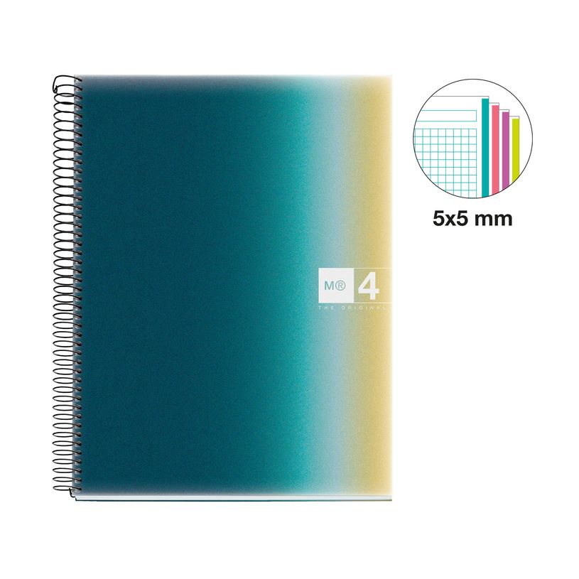 8422593040843-Notebook Aurora, A4, quadrillage 5x5 mm, 120 feuilles de 4 couleurs, Miquelrius, Iceland.--1