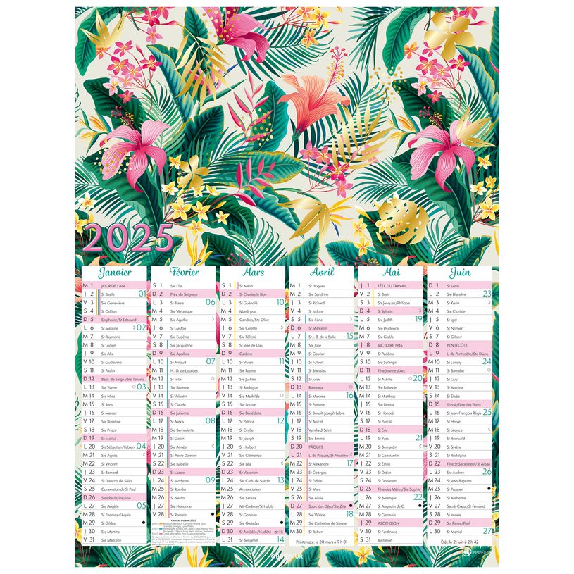 3664447193717-Calendrier Poster or - 6 mois par face - 32 x 42 cm - Oberthur-P_405186498_1-0