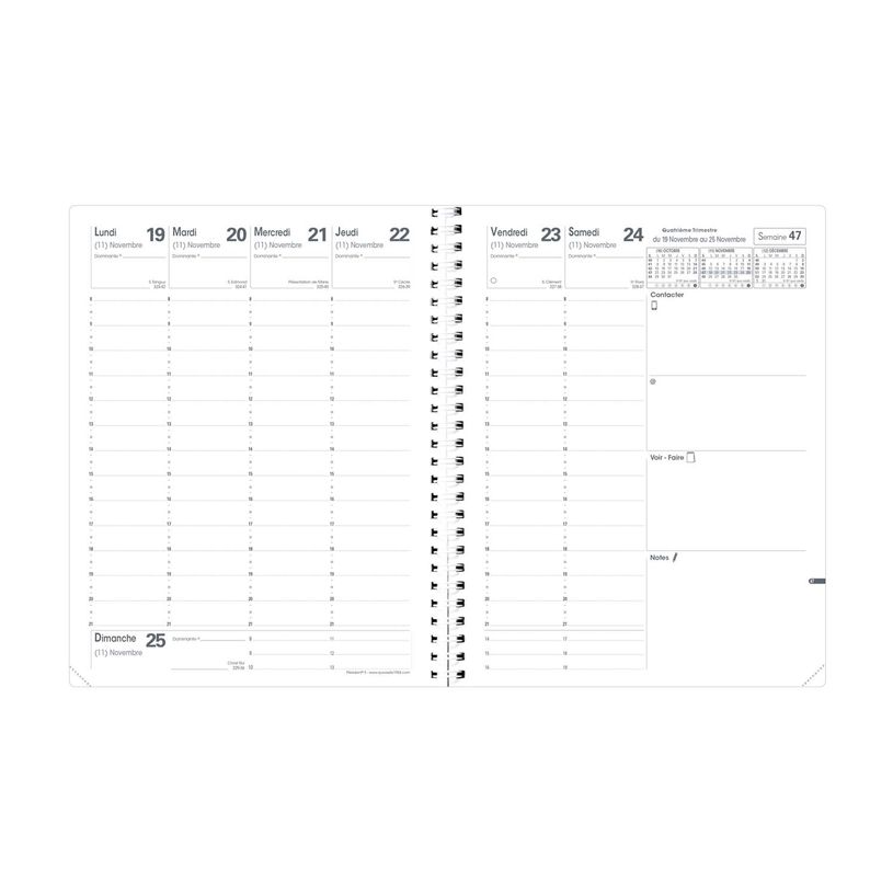 3371010513109-Quo Vadis - Agenda - Spiralé - 2025 - Président S - Semainier Planning - Français - Club - Bleu - 13 mois de décembre à décembre - 21x27 cm - Papier Clairefontaine blanc - Fabri--1