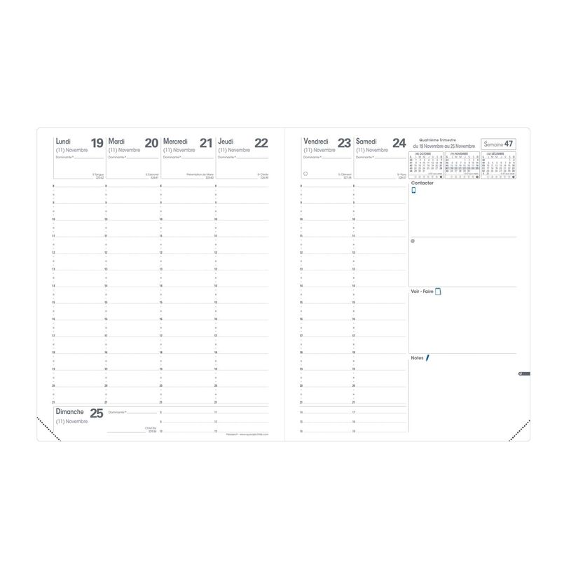 3371010509799-Quo Vadis - Agenda - 2025 - Président - Semainier Planning - Français - Toscana - Beige - 13 mois de décembre à décembre - 21x27 cm - Papier Clairefontaine blanc - Fabri--1