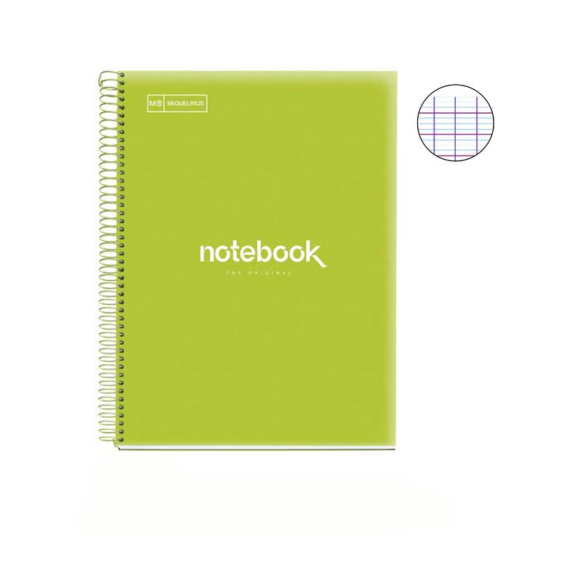 8422593021422-Notebook Emotions, couverture souple, A4 séyès, 80 feuilles de 1 couleur, Miquelrius, Lime.--1