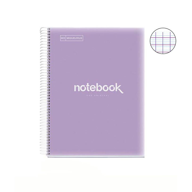 8422593021439-Notebook Emotions, couverture souple, A4 séyès, 80 feuilles de 1 couleur, Miquelrius, Lilas.--1