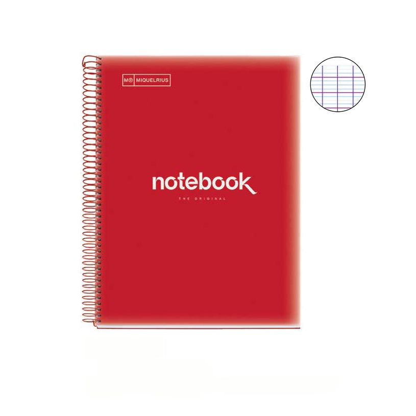 8422593021064-Notebook Emotions, couverture souple, A4 séyès, 80 feuilles de 1 couleur, Miquelrius, Rouge.--1