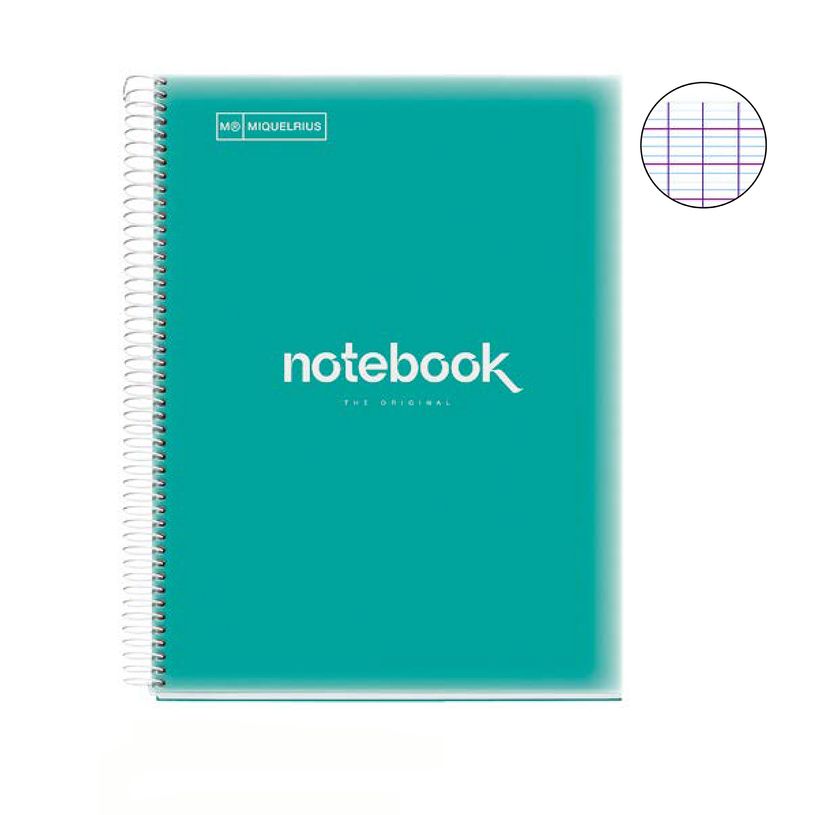 8422593021347-Notebook Emotions, couverture souple, A4 séyès, 80 feuilles de 1 couleur, Miquelrius, Turquoise.--1