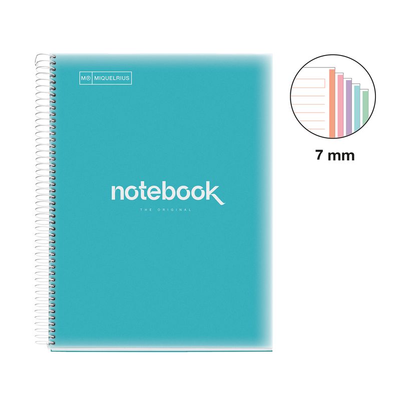 8422593485675-Notebook Emotions, couverture souple, A4 lignes horizontales 7 mm, 120 feuilles de 5 couleurs, Miquelri--1