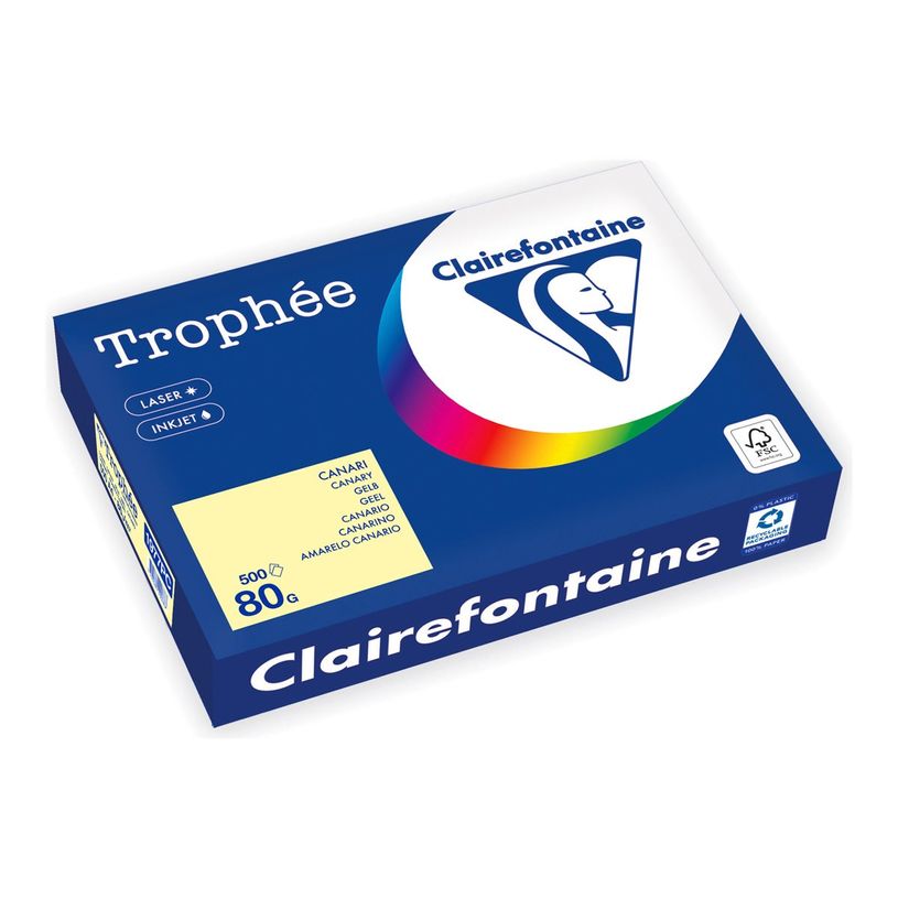 3329680000887-Clairefontaine Trophée -Papier - jaune citron - A4 (210 x 297 mm) - 80 g/m² - Ramette de-P_405221791_1-0