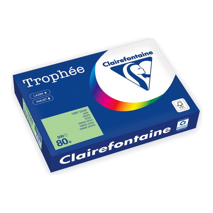 3329680000764-Clairefontaine Trophée -Papier - vert jade - A4 (210 x 297 mm) - 80 g/m² - Ramette de 50-P_405221793_1-0