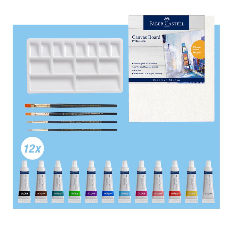 4005403792800-Faber-Castell - Set de peinture acrylique avec accessoires - 18 pièces-P_405223677_2-1