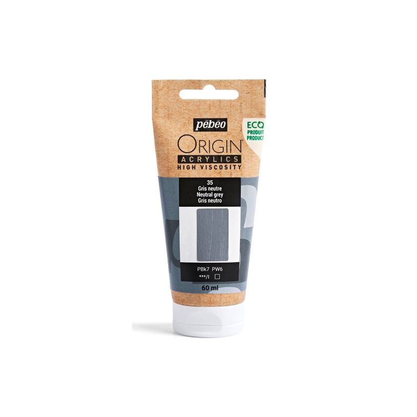 3167868170355-Pebeo Origin - Peinture - acrylique à base d'eau - gris neutre - opaque - mat - 60 ml-P_405223783_2-0