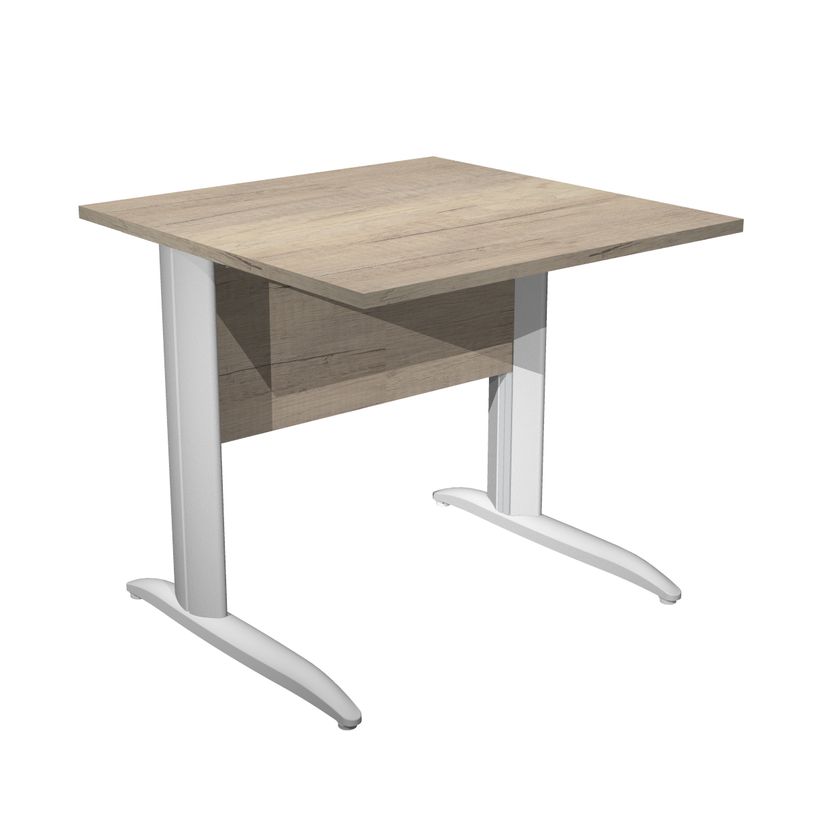 7331920009341-Bureau droit Trend - L80 - Pieds métals - plateau imitation chêne canadien - pied alu-P_405224081_1-0