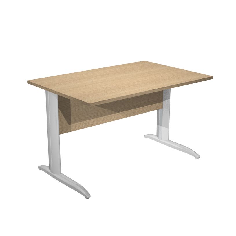 0404052255553-Bureau droit Trend - L140 - Pieds métals - plateau imitation chêne - pied effet chromé-P_405225555_1-0