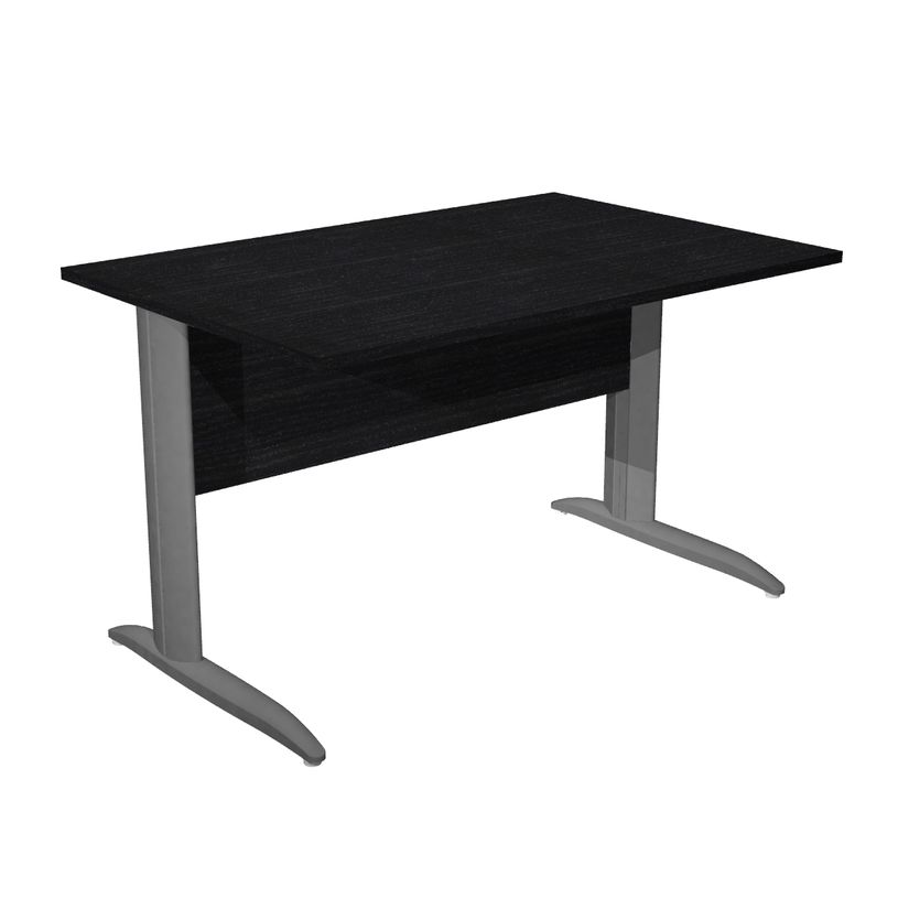 0404052255577-Bureau droit Trend - L140 - Pieds métals - plateau imitation frêne noir - pied anthracit-P_405225557_1-0