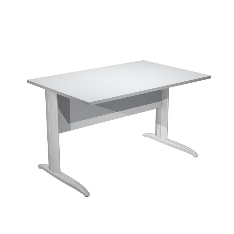 0404052255966-Bureau droit Trend - L160 - Pieds métals - plateau gris - pied effet chromé-P_405225596_1-0