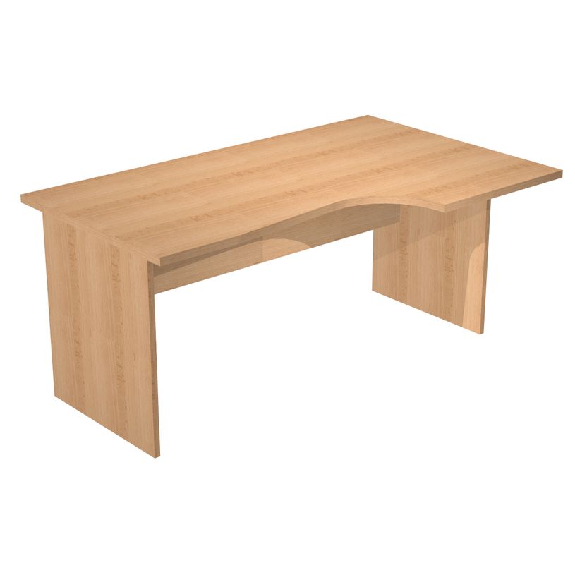 0404052256918-Bureau compact Trend - L160 cm - retour à droite - pieds panneaux - plateau imitation hêtre - (pied de renfort obligat-P_405225691_1-0