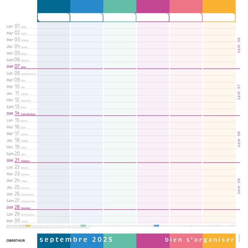 3664447194769-Calendrier mensuel Bien s'organiser - 30 x 30 cm - 12 feuillets - Oberthur-P_405228534_2-1