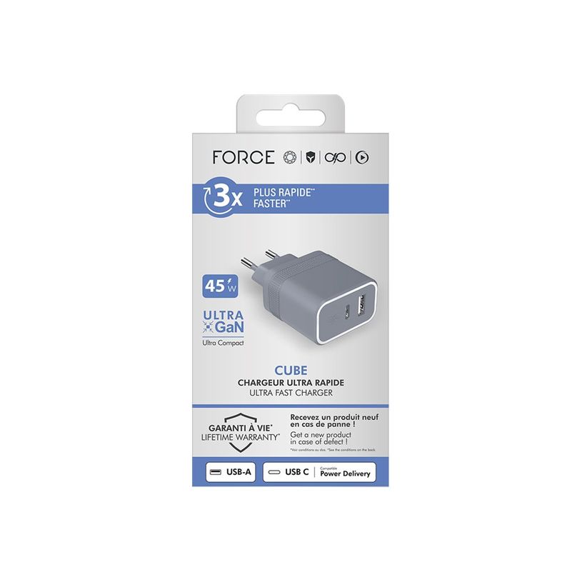 3571211525271-Force Power - Adaptateur secteur - technologie GaN - 45 Wh - PD - 2 connecteurs de sortie -P_405231868_1-2