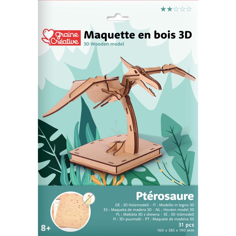 3532436509361-Maquette bois 3D Pterosaure - 31 pièces - disponible dans différents modèles--0