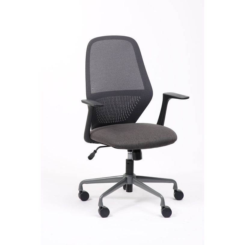 3701338802195-Fauteuil de bureau TIME - accoudoirs fixes pied acier - assises gris foncé-P_405235735_1-0