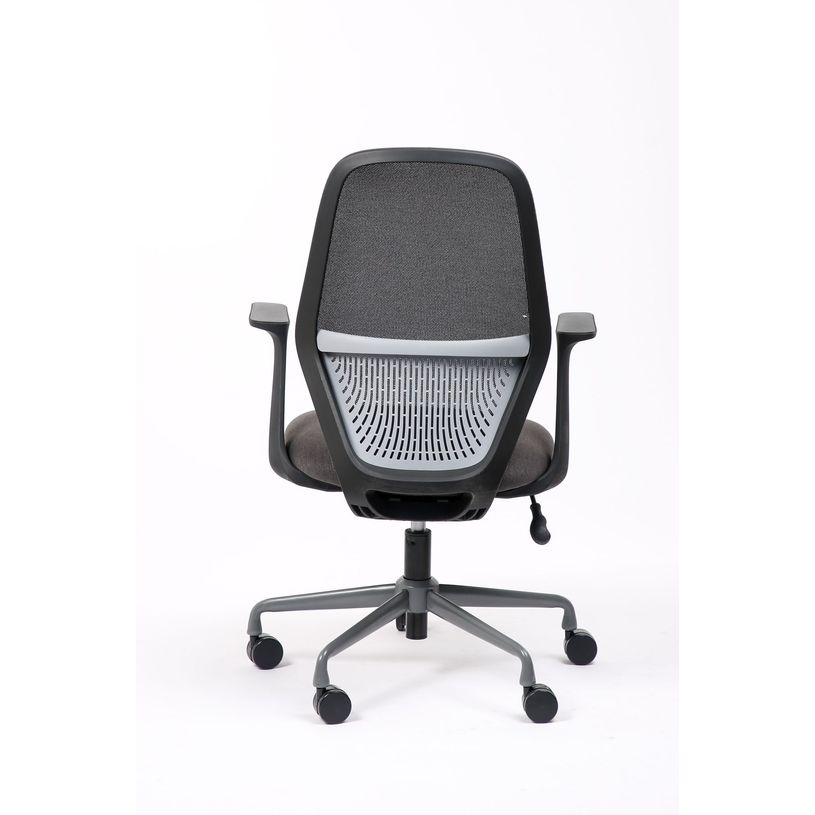 3701338802195-Fauteuil de bureau TIME - accoudoirs fixes pied acier - assises gris foncé-P_405235735_3-2