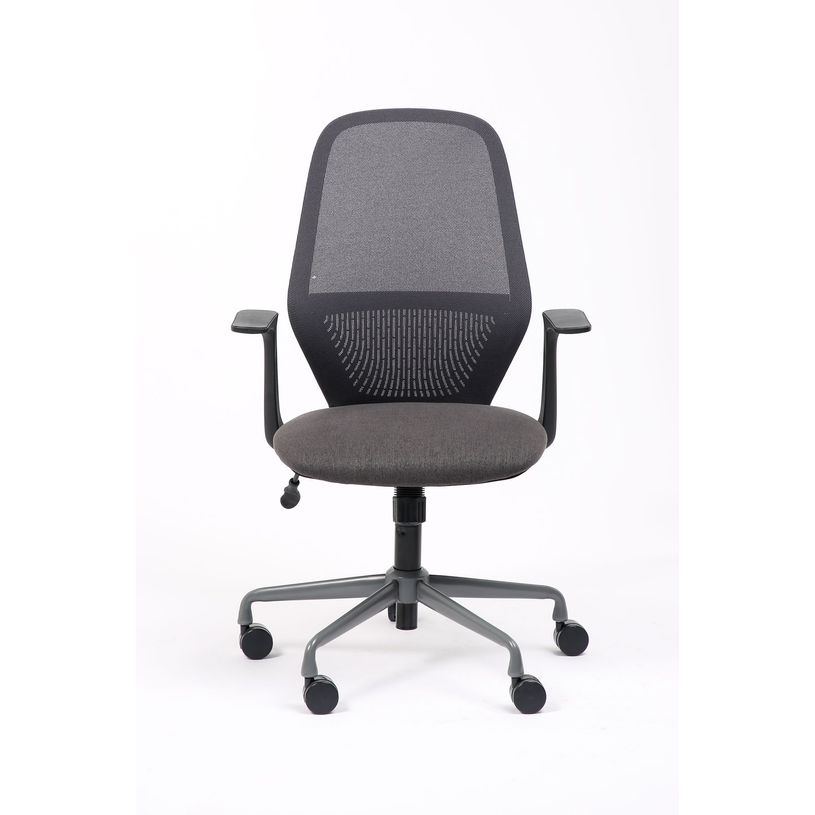 3701338802195-Fauteuil de bureau TIME - accoudoirs fixes pied acier - assises gris foncé-P_405235735_4-3