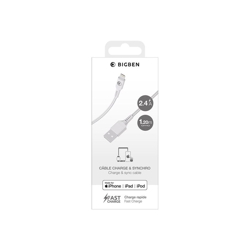 3571211536123-BIGBEN Connected - Câble Lightning - USB mâle pour Lightning mâle - 1.2 m - blanc-P_405240133_1-5