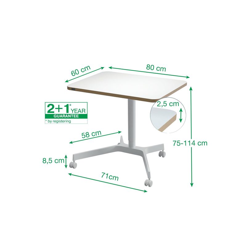 4002432138395-Bureau ERGO - Bureau assis-debout compact - réglable manuel - Blanc-P_405242224_4-4