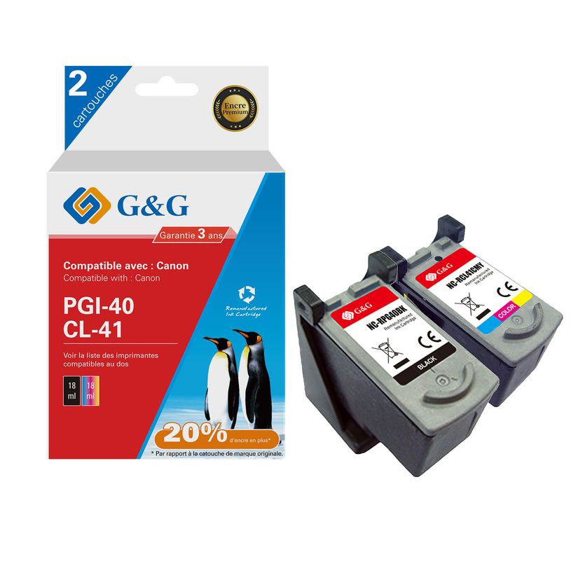 6937173407777-Cartouche compatible Canon PG-40/CL-41 - Pack de 4 - noir, cyan, magenta, jaune - G&G-P_405242934_1-0