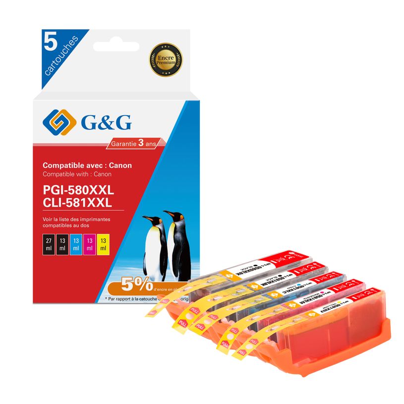 6941881289556-Cartouche compatible Canon CLI-581XXL/PGI-580XXL - Pack de 4 - noir, cyan, magenta, jaune -P_405242978_1-0