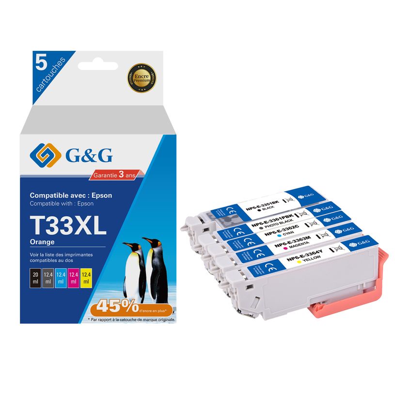 6941881288993-Cartouche compatible Epson 33XL Orange - Pack de 4 - noir, cyan, magenta, jaune - G&G-P_405242984_1-0