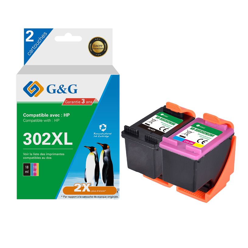 6941881289655-Cartouche compatible HP 302XL - Pack de 2 - noir, cyan, magenta, jaune - G&G-P_405243032_1-0