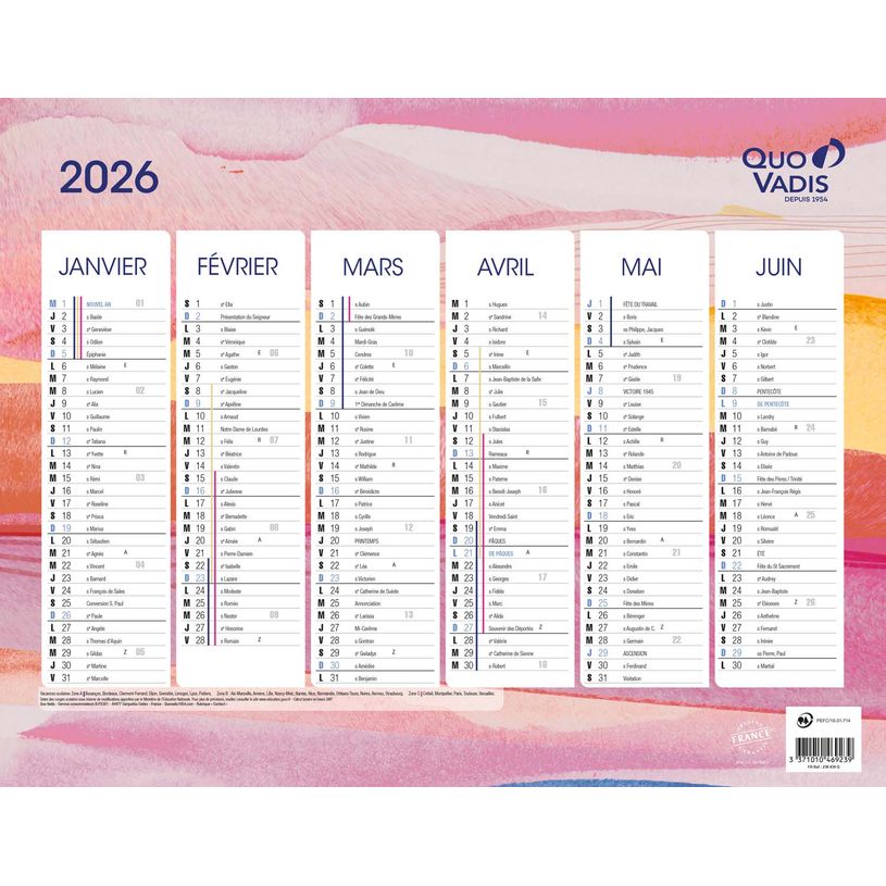 3371010535491-CALENDRIER FANTAISIE FR - Iconique - 27x21 cm - Quo Vadis--0