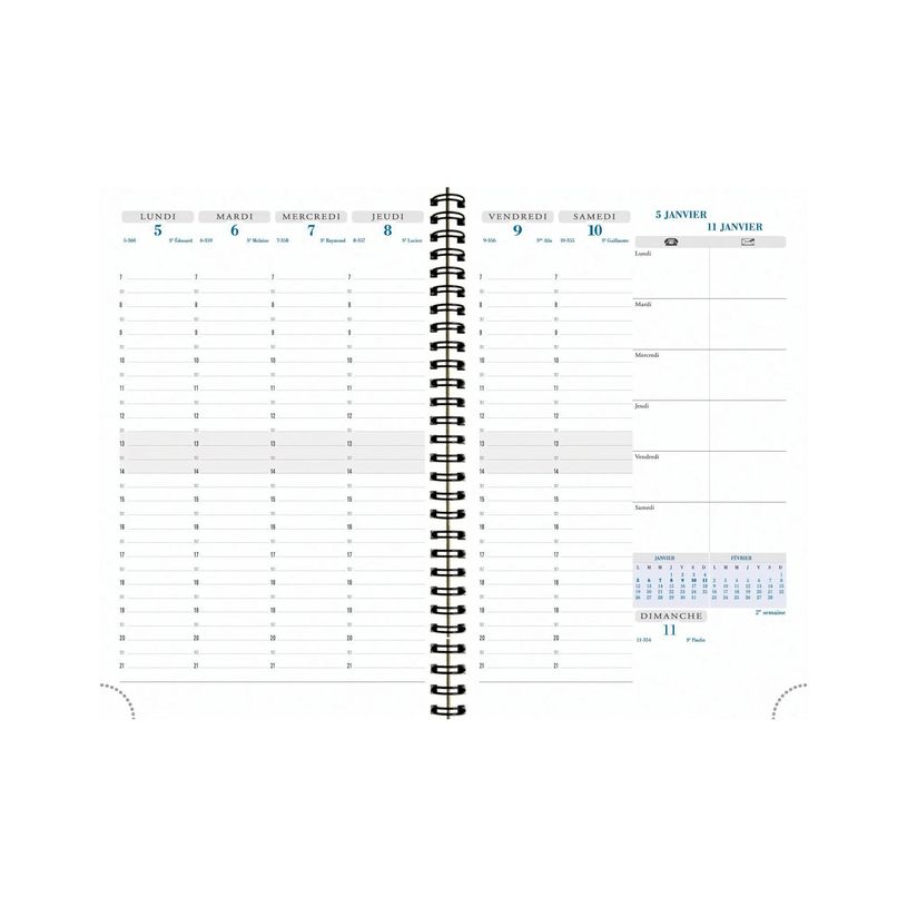 3660942088459-Agenda de bureau Végétal Horizons 20S Visuel spiralé - 1 semaine sur 2 pages - 15 x 21 cm - Vert/Or --1