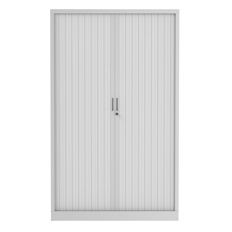 3700339995868-Armoire haute à rideaux - L120 x H198 x P43 cm - corps gris clair/rideau gris clair-P_405247668_2-1
