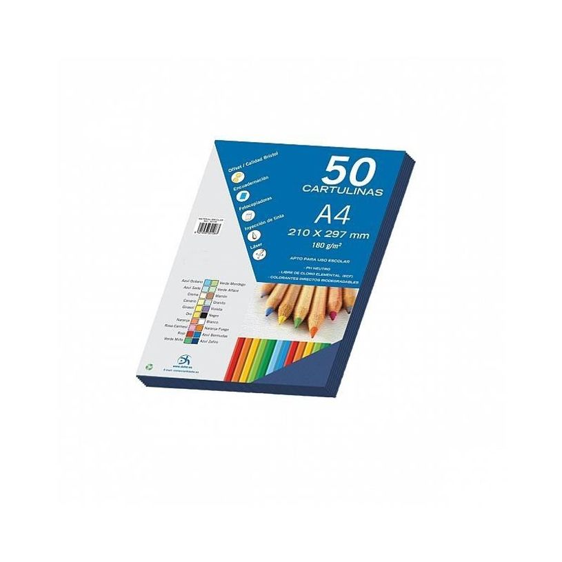 8421938301090-Dohe - Carton - A4 - 50 feuilles - bleu saphir - 180 g/m² - carton-P_560227_1-0