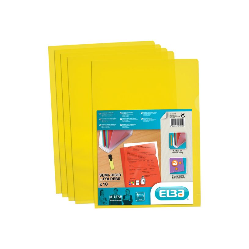3045050019159-M STAR - 10 Pochettes coin -  A4 - pour 25 feuilles - 15/100 - jaune-P_78071508_1-0