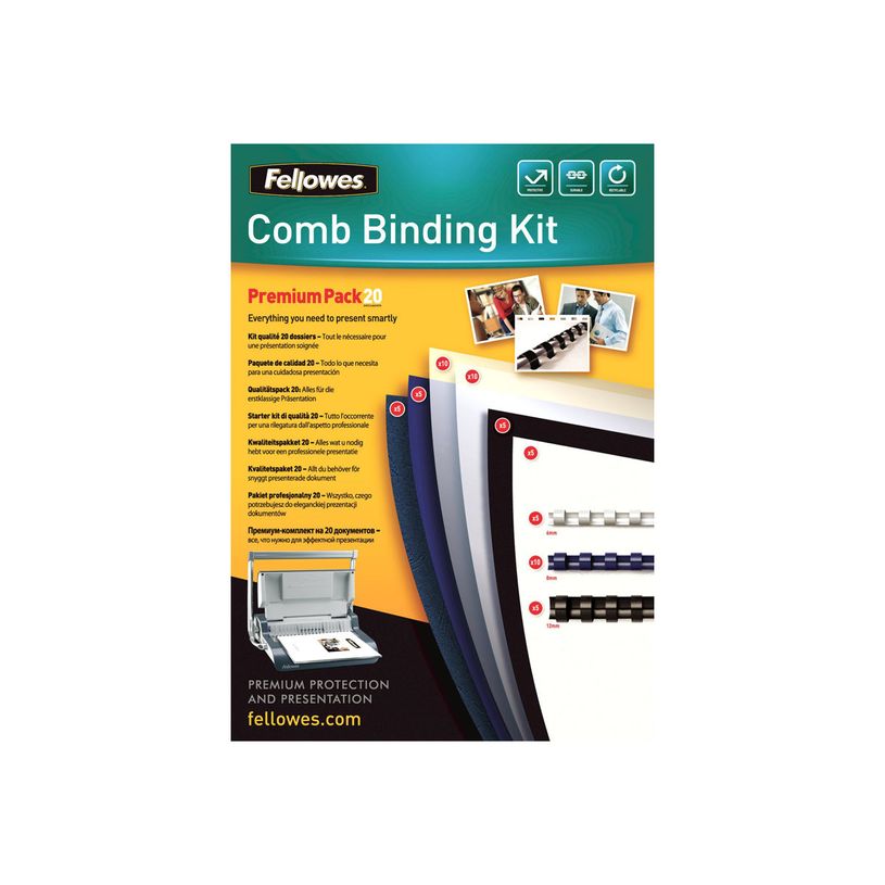 043859514731-Fellowes Binding Premium Kit - A4 (210 x 297 mm) - 20 unités peigne de reliure en plastique-P_79140707_1-0