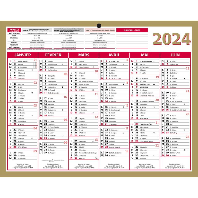 3592930026542-Bouchut Lunor - Calendrier bancaire 6 mois par face - 21 x 26,5 cm - or-P_79142637_1-0